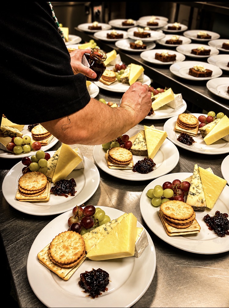 Local cheese boards served at a King's Lynn wedding reception